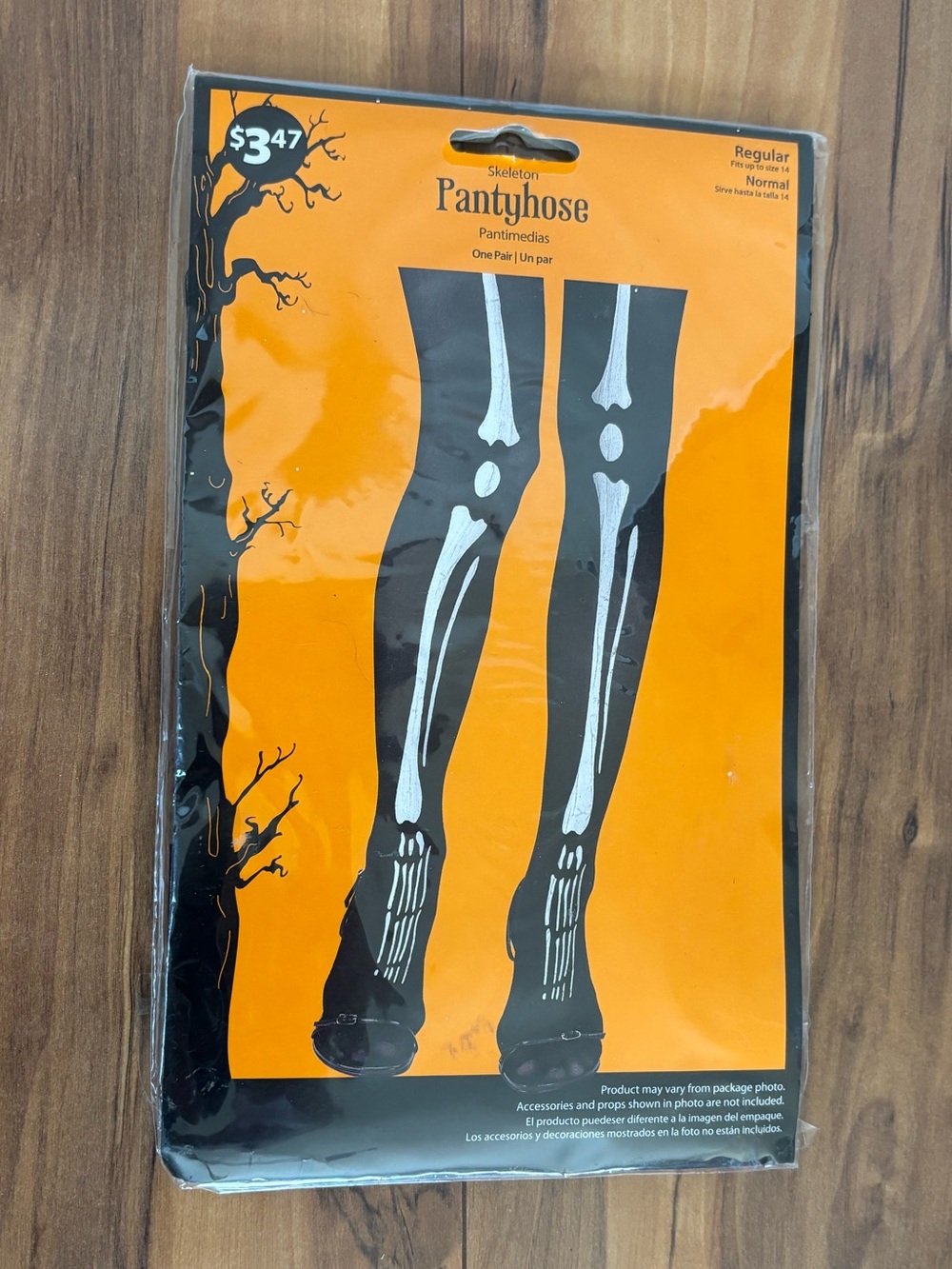 Adult Halloween Skeleton Pantyhose - Black with White Bone Print